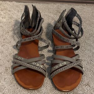 Elegant Gray Strappy Sandals